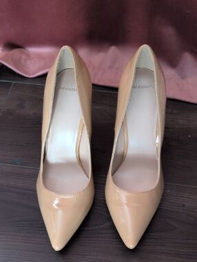 Vegan Leather Neutral Pointed-Toe Pumps in Nude